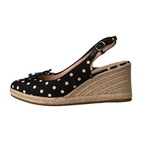 Kate Spade  Wedge Heel Slingback Espadrilles Panama Nights polka dot - Picture 2 of 8